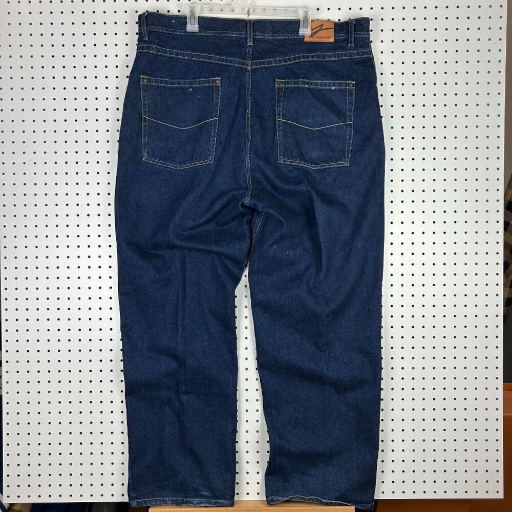 GodBody 90s‎ Hip Hop Jeans 42x32 Baggy Wide Leg Streetwear Skate Riveted Denim